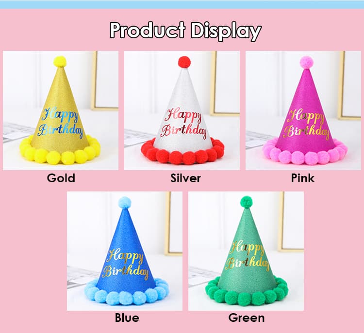 Cone Hat With Pom Poms