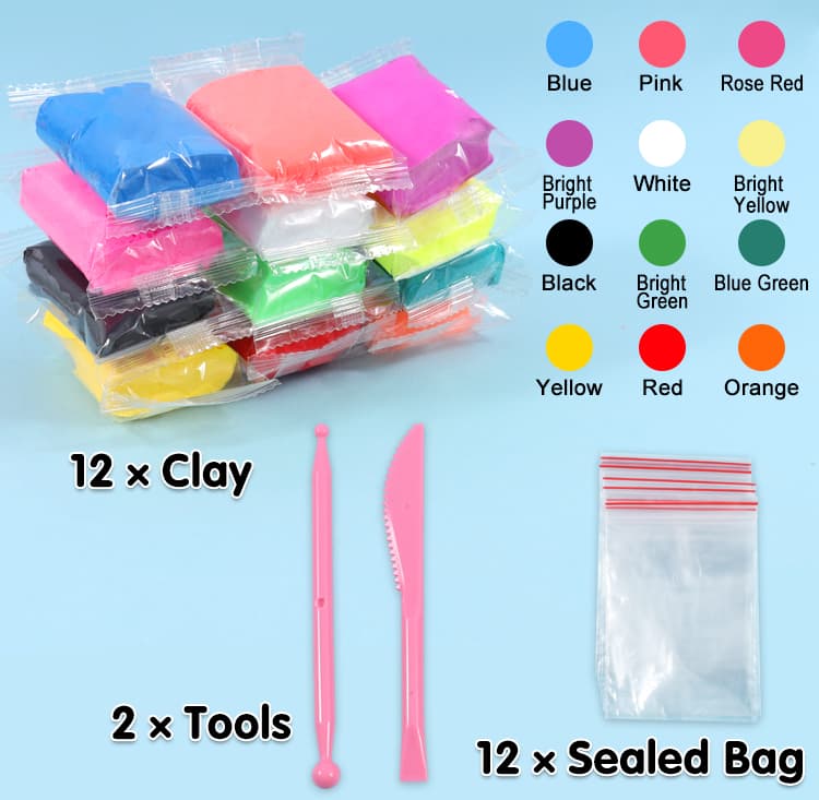 12 Colors Air Dry Clay 