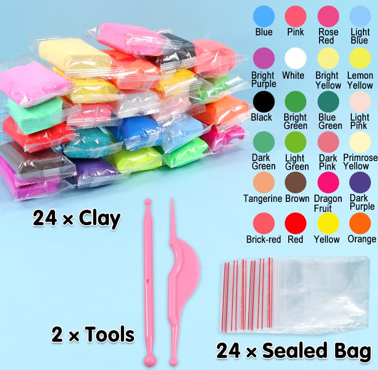 24 Colors Air Dry Clay Kit