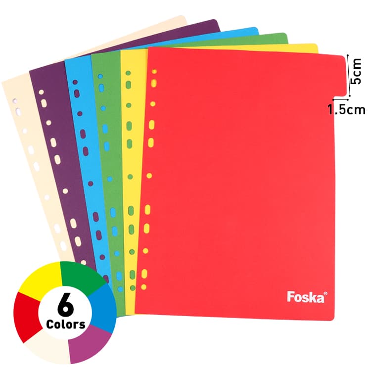 6 colors paper file index
