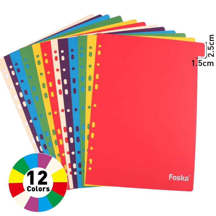 12 colors paper index file