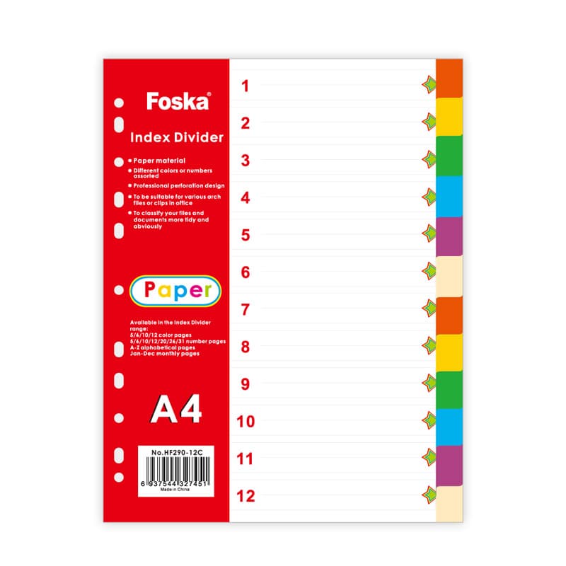 A4 Index Tabbed Dividers
