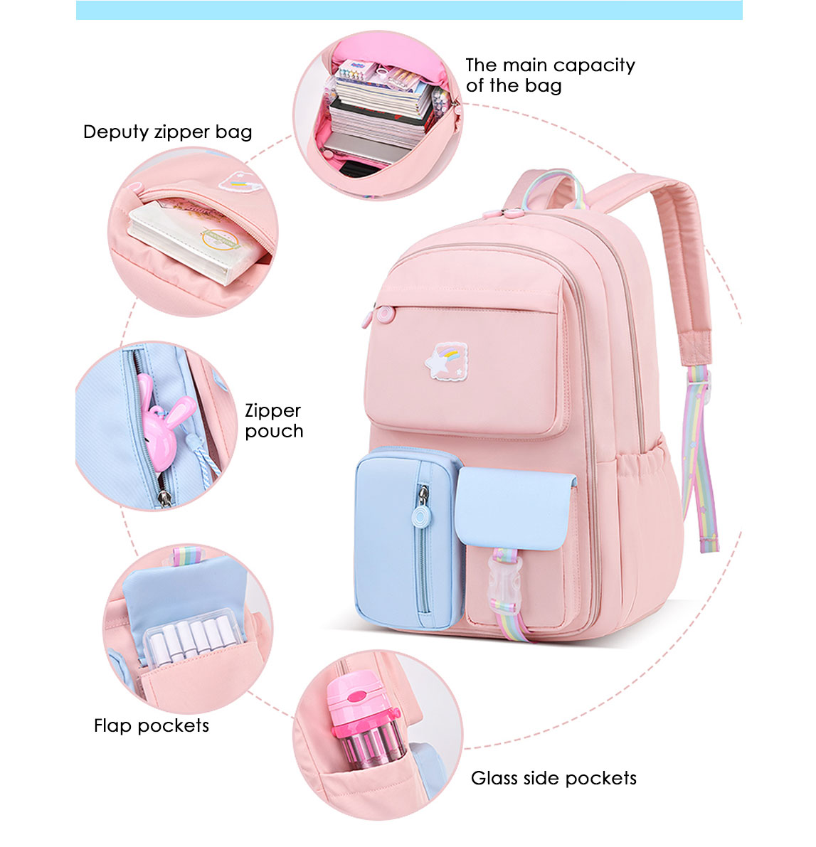 Pink Purple School Bag