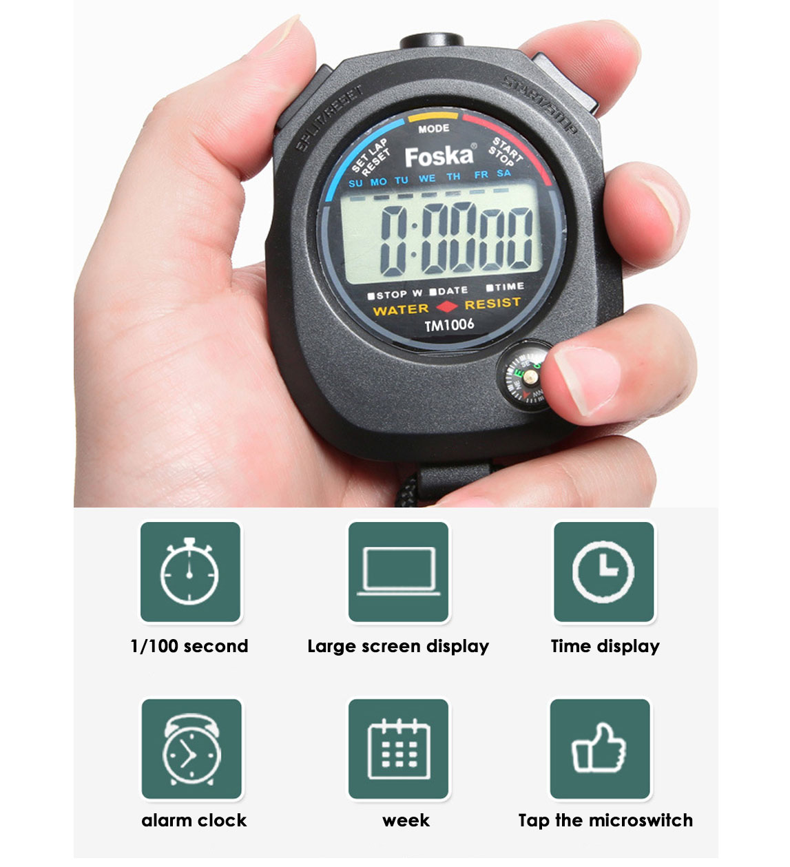Stopwatch with alarm clock