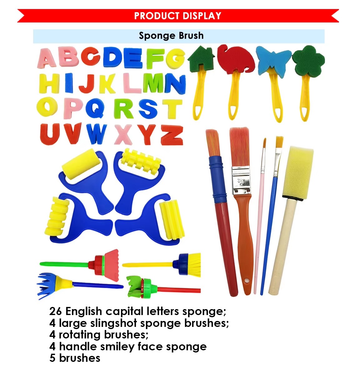 Sponge Brush Set for Kids Painting 