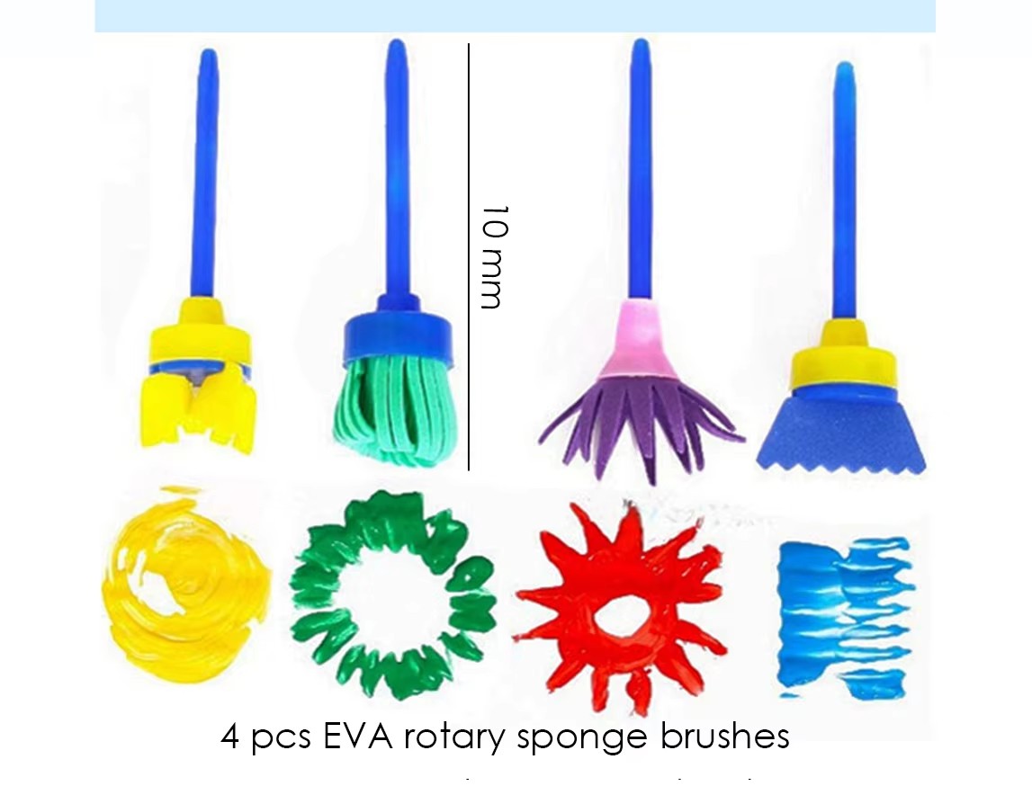Assorted Painting Brushes Sponges