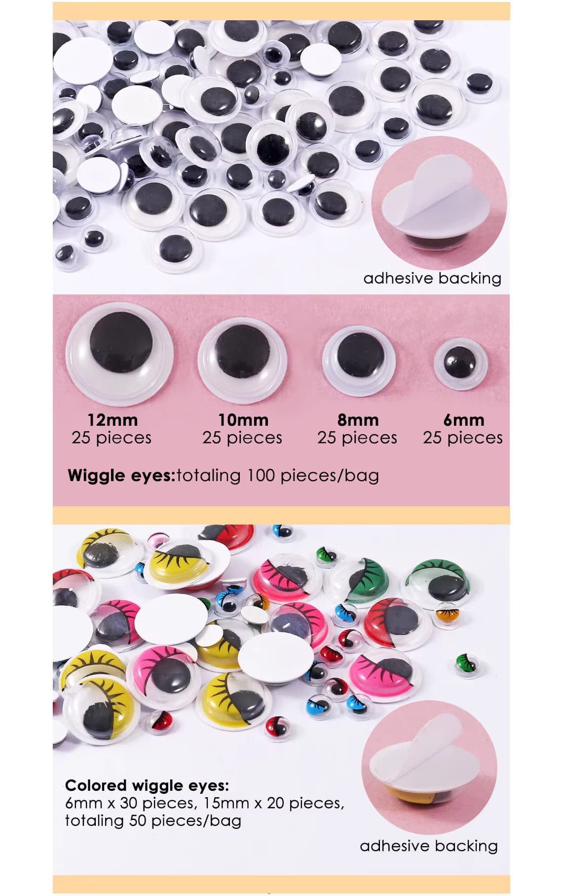100 pcs wiggle eyes