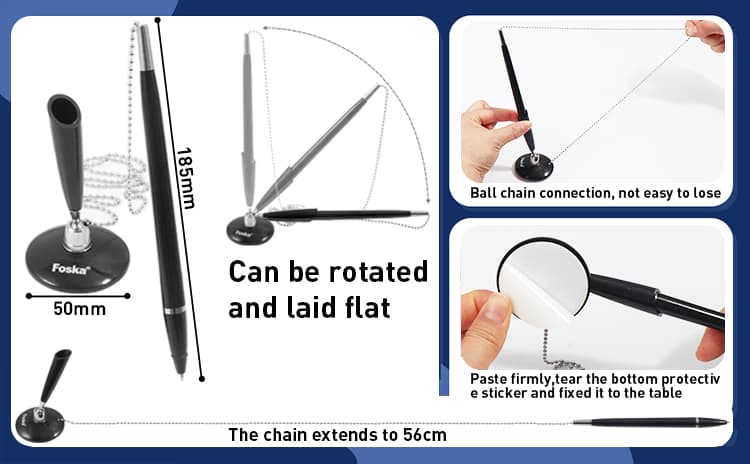Gel Pen with Chain and Adhesive