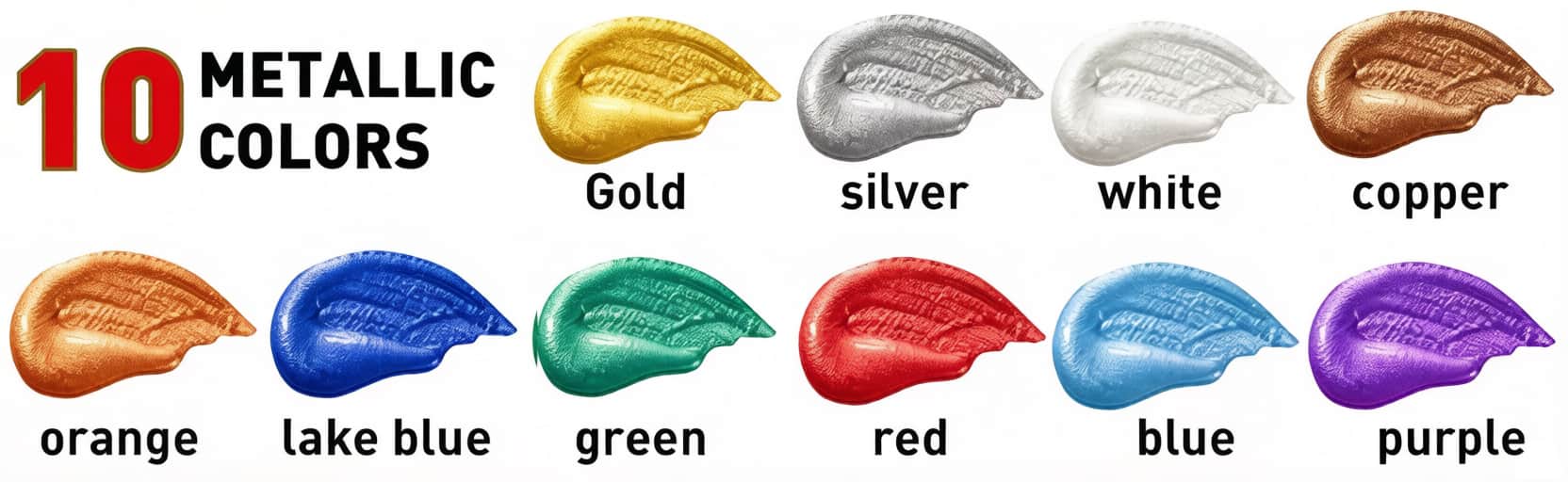 10 colors metallic gouache